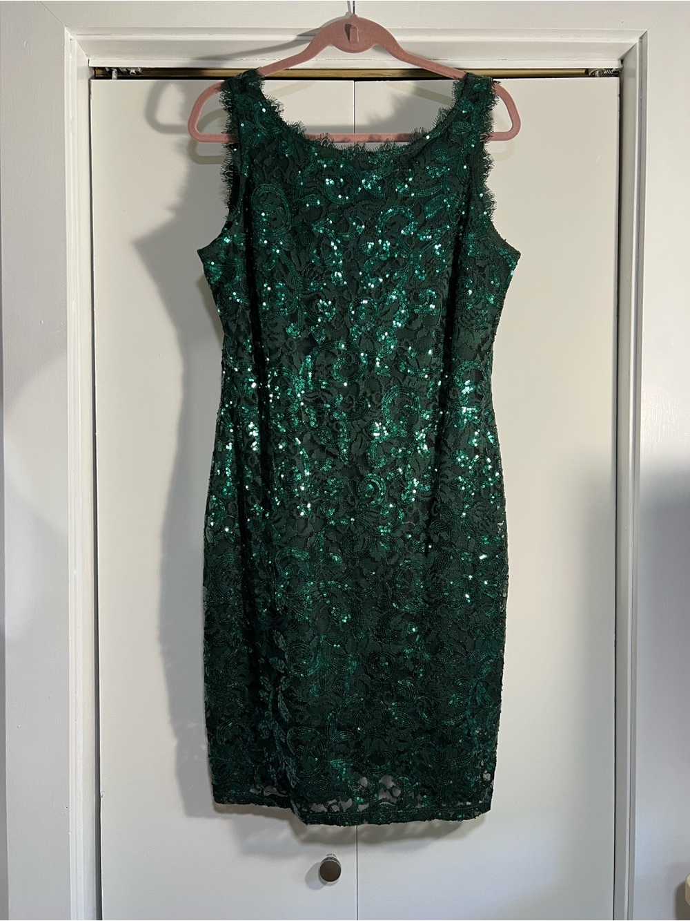 Marina Emerald Green Sequin Lace Cocktail Dress Size 12